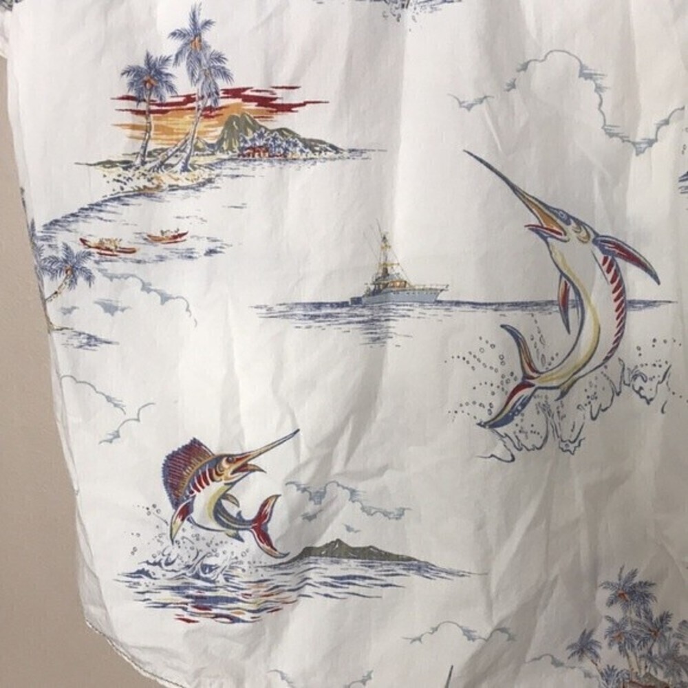 Tommy bahama 100% cotton button up short sleeve shirt with swordfish size M - Picture 10 of 13